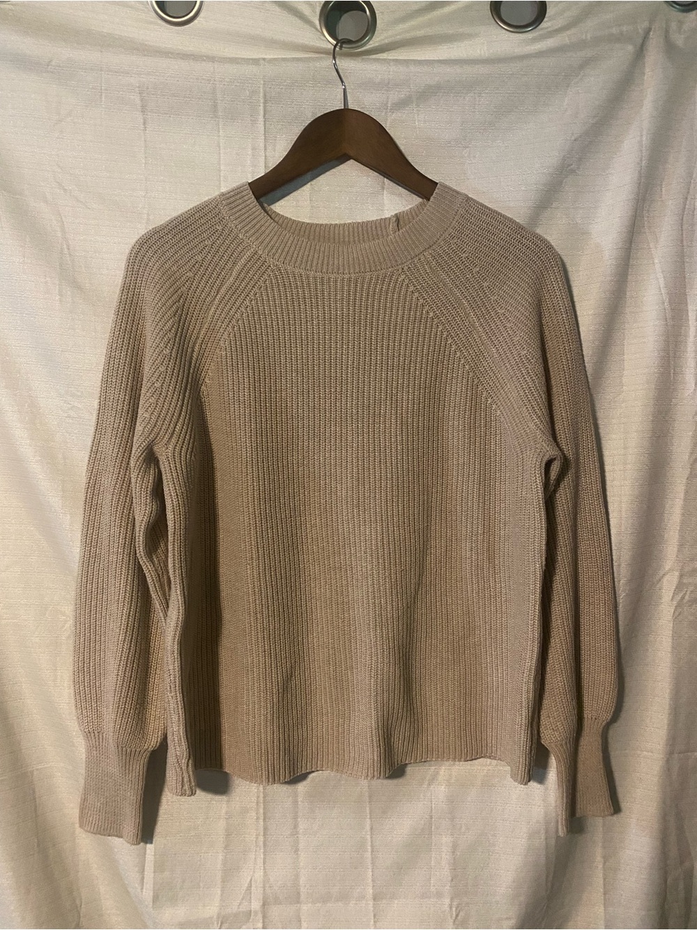 Women’s Taupe Knit Crewneck Sweater Autumn Neutral Oversized